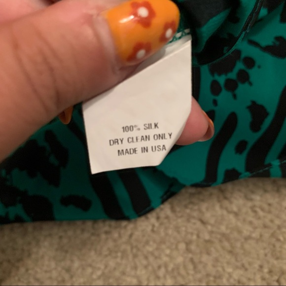 Amanda Uprichard Emerald Green Pattern Silk Top - Picture 4 of 5